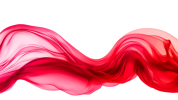 Red fabric flowing in a dynamic shape, smooth silk texture, cut out transparent png