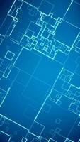 Blueprint style vertical motion background animation with white squares and lines on blue. Architectural building plans concept. video