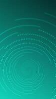 Green geometric shapes abstract background with a rotating spiral of lines, dashed lines and dots. Vertical animation. video