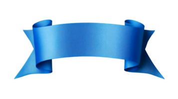 Ribbon banner in blue, elegant design element, cut out transparent png