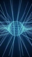Spinning blue plexus sphere with connecting lines and dots animation. Network connections and communication concept. Looping HD vertical background. video