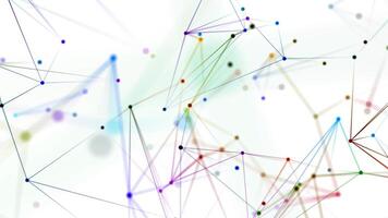 Plexus tech background with multicolored connecting lines and dots or nodes. Digital data network connections concept. This modern technology background is full HD and a seamless loop. video