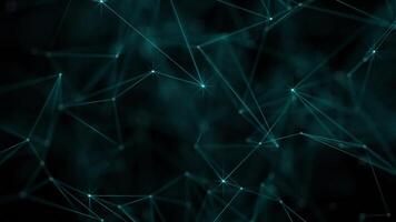 Plexus tech background with glowing blue-green connecting lines and data nodes. Digital data network connections concept. This modern technology animation is full HD and a seamless loop. video