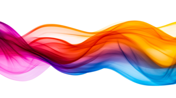 Colorful wave pattern with smooth gradients on black background, cut out transparent png