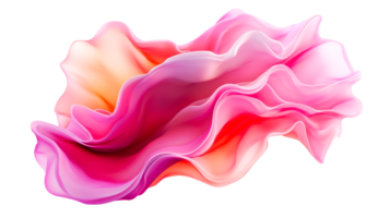 Pink abstract shape with smooth folds and shadows, dynamic form, cut out transparent png