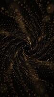Abstract background with a spiral of glittering shiny gold particles and shallow depth of field. This luxury golden vertical background animation is full HD and a seamless loop. video