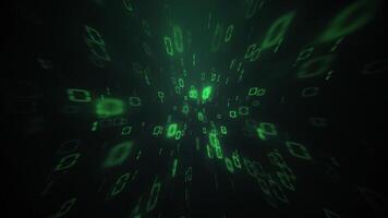 High speed flashing binary code ones and zeros streaming down the frame. Full HD and looping green digital data technology animation. Communications and connections concept. video