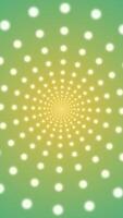 Repeating radial white dots in a circle pattern on yellow green gradient background. Simple vibrant vertical abstract background. video