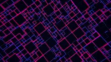 Circuit board styled neon colored technology background with a grid of glowing blue and red lines. video