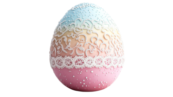 Ornate pastel Easter egg with lace pattern, cut out transparent png