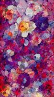 Vibrant floral background animation in the style of an abstract oil painting. Vertical animation. video