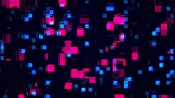 Bright vibrant abstract background with a pattern of flashing red and blue neon colored lights. Full HD and looping. video