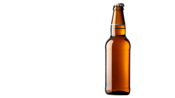 Beer bottle with drink inside, alcohol beverage studio, cut out transparent png