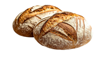 Two rustic loaves, golden crust, bakery, sourdough bread, culinary, cut out transparent png