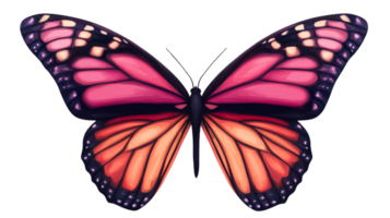 Pink orange butterfly with pattern design, cut out transparent png