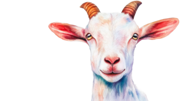 Goat's artistic portrait with black background, detailed, cut out transparent png