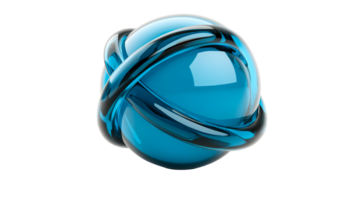 Abstract sphere with bands glossy, elegant 3D design element, cut out transparent png