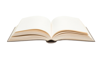 Blank Open Book with Empty Pages for Writing, cut out transparent png