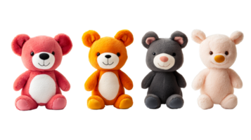 Cute plush Teddy Bears set, isolated , cut out transparent png