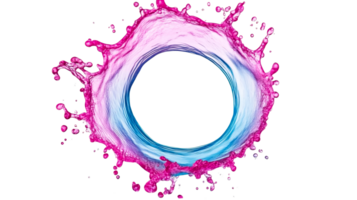 Water splash ring with color gradient effect, cut out transparent png