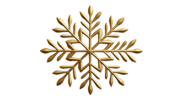 Golden glitter snowflake with sharp edges on black background, cut out transparent png