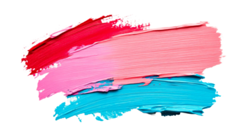 Vibrant strokes of red, pink, and blue paint texture , cut out transparent png