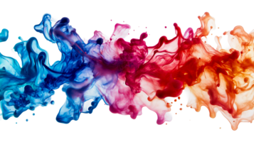 Splashes of vibrant colors blending and colliding in abstract forms, cut out transparent png