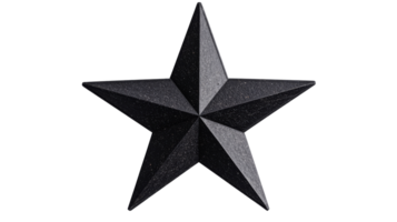 Black star shape with sharp edges and a textured surface png
