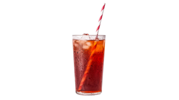 Refreshing iced tea beverage in a tall glass with straw png