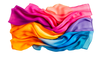 Colorful silk fabric draped elegantly on a transparent background png