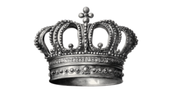 Detailed silver crown with intricate design and transparent background png