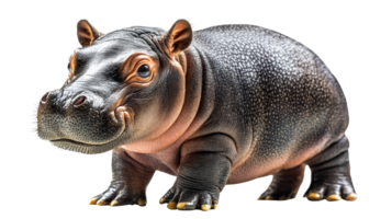 Adorable hippo calf with smooth skin and small ears, cut out transparent png