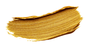 Gold acrylic paint smear, luxurious texture, shimmering brushstroke, cut out transparent png