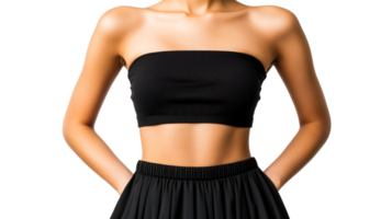 Elegant Female Torso in Black Outfit on Transparent Background, cut out transparent png