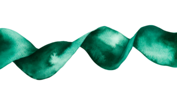 Turquoise ribbon, abstract watercolor element design , cut out transparent png