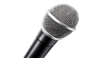 Microphone for recording and singing in a studio, close-up macro, cut out transparent png