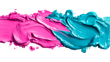 Pink and blue paint strokes abstract, acrylic vibrant colorful, cut out transparent png