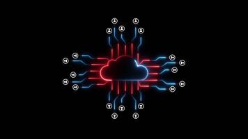 Cloud Computing for data storage and transfer for safety animation Isolated on Black Background video