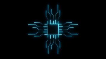 Artificial intelligence circuit line, Smart network digital technology animation Isolated on Black Background video
