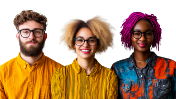 Diverse team of professionals smiling confidently, isolated, cut out transparent png