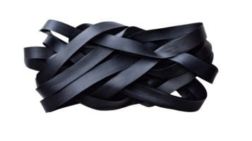 Dark tangled ribbons abstract design element, cut out transparent png
