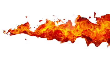 Fiery abstract flame trail with intense heat and energy, cut out transparent png