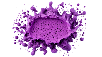 Bubbling foam explosion, purple soap burst, abstract splash, isolated, cut out transparent png