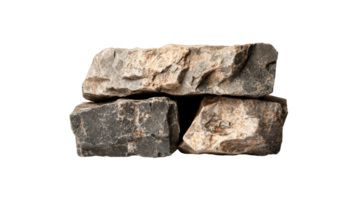 Three stacked gray boulders create a rocky platform, cut out transparent png