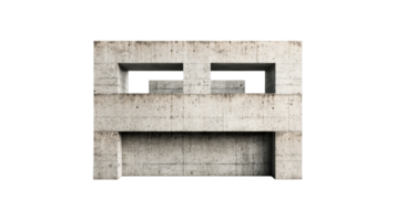 Concrete structure with openings, brutalist architecture, geometric, cut out transparent png