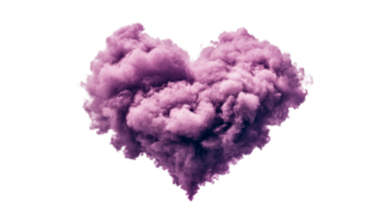 Purple cloud heart shaped smoke explosion effect, cut out transparent png