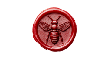 Wax seal with wasp imprint, elegant and detailed, cut out transparent png