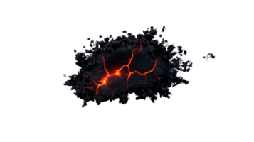 Molten Rock Formation with Cracks and Glow, cut out transparent png