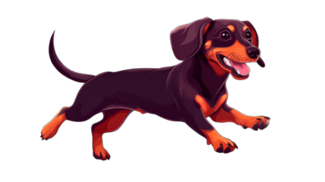 Happy dachshund running and playing outdoors animation, cut out transparent png