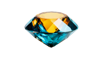 Colorful gem illustration with facets and reflections, cut out transparent png